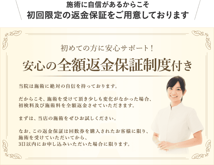 全額返金保証制度つき